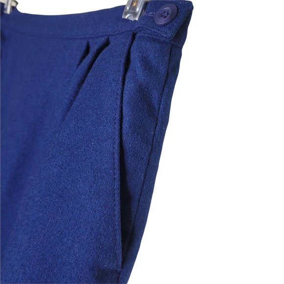 Vintage Pendleton Blue Wool Skirt Pockets Left Side Button Closure - Picture 2 of 6